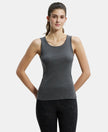 Super Combed Cotton Rib Fabric Slim Fit Solid Tank Top - Charcoal Melange-1