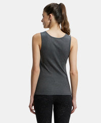 Super Combed Cotton Rib Fabric Slim Fit Solid Tank Top - Charcoal Melange-3