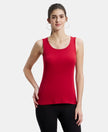 Super Combed Cotton Rib Fabric Slim Fit Solid Tank Top - Jester Red-1