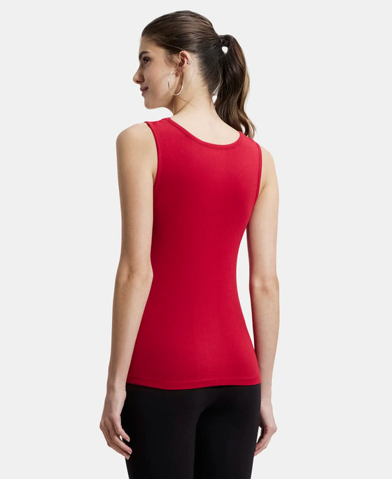 Super Combed Cotton Rib Fabric Slim Fit Solid Tank Top - Jester Red-3