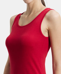 Super Combed Cotton Rib Fabric Slim Fit Solid Tank Top - Jester Red-6