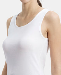 Super Combed Cotton Rib Fabric Slim Fit Solid Tank Top - White-7