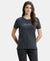 Super Combed Cotton Rich Elastane Relaxed Fit Graphic Printed Round Neck Half Sleeve T-Shirt - Black Melange-1