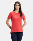 Super Combed Cotton Rich Elastane Relaxed Fit Graphic Printed Round Neck Half Sleeve T-Shirt - Cayenne Melange-1