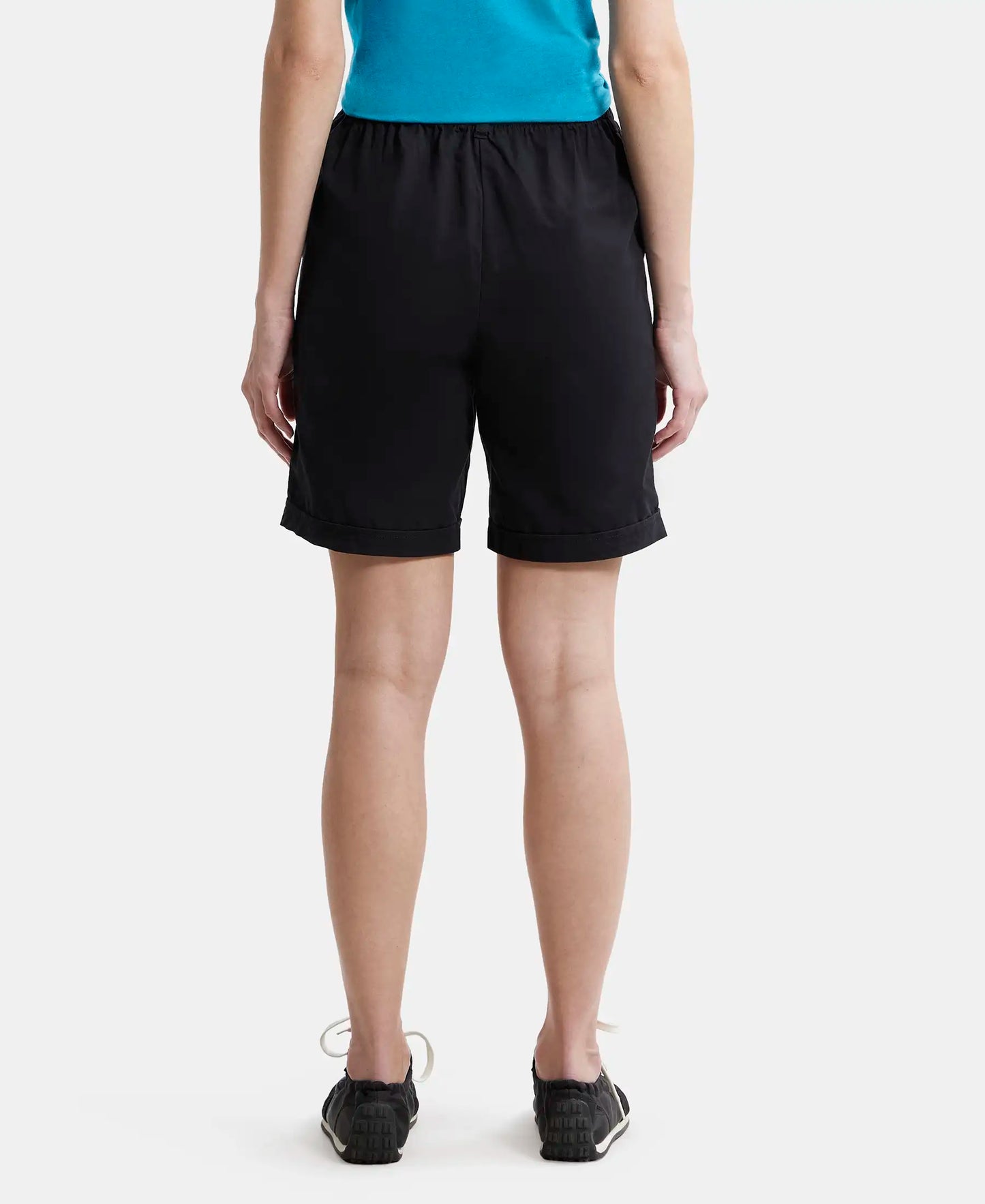 Super Combed Cotton Woven Twill Fabric Relaxed Fit Shorts with Convenient Side Pockets - Black-3