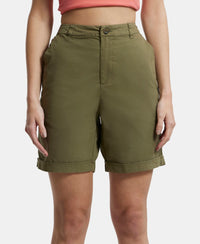 Super Combed Cotton Woven Twill Fabric Relaxed Fit Shorts with Convenient Side Pockets - Burnt Olive-1