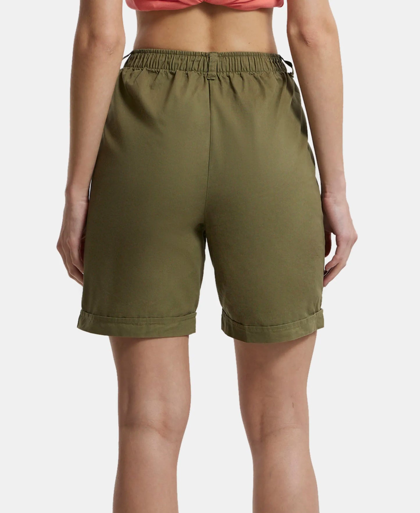 Super Combed Cotton Woven Twill Fabric Relaxed Fit Shorts with Convenient Side Pockets - Burnt Olive-3
