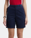 Super Combed Cotton Woven Twill Fabric Relaxed Fit Shorts with Convenient Side Pockets - Navy Blazer-1