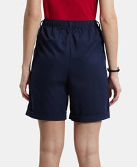 Super Combed Cotton Woven Twill Fabric Relaxed Fit Shorts with Convenient Side Pockets - Navy Blazer-3