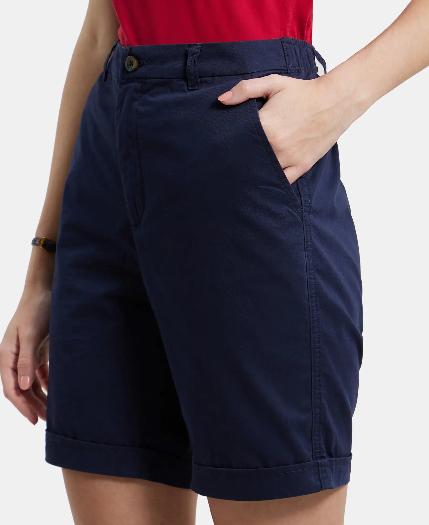 Super Combed Cotton Woven Twill Fabric Relaxed Fit Shorts with Convenient Side Pockets - Navy Blazer-7
