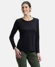 Super Combed Cotton Rich Relaxed Fit Solid Round Neck Full Sleeve T-Shirt - Black-1