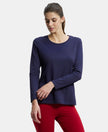 Super Combed Cotton Rich Relaxed Fit Solid Round Neck Full Sleeve T-Shirt - Classic Navy-1