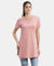 Super Combed Cotton Printed Fabric Relaxed Fit Long length T-Shirt With Side Slit - Brandied Apricot-1