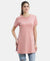 Super Combed Cotton Printed Fabric Relaxed Fit Long length T-Shirt With Side Slit - Brandied Apricot-1
