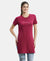 Super Combed Cotton Printed Fabric Relaxed Fit Long length T-Shirt With Side Slit - Red Plum-1