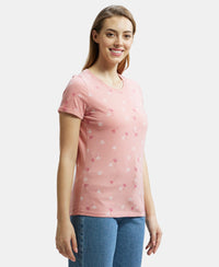Super Combed Cotton Printed Fabric Relaxed Fit Half Sleeve T-Shirt  - Brandied Apricot-2