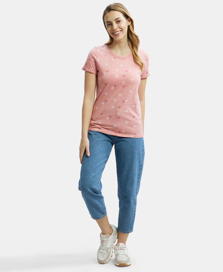 Super Combed Cotton Printed Fabric Relaxed Fit Half Sleeve T-Shirt  - Brandied Apricot-6