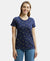 Super Combed Cotton Printed Fabric Relaxed Fit Half Sleeve T-Shirt  - Navy Blazer-1