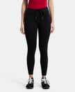 Super Combed Cotton Elastane Yoga Pants with Side Zipper Pocket - Black-1
