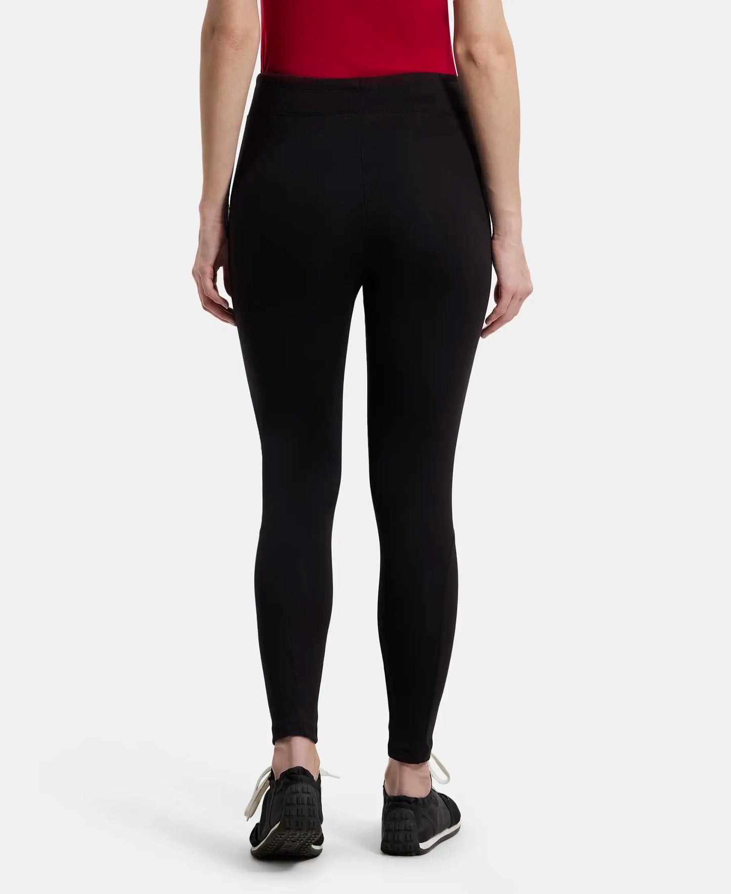 Super Combed Cotton Elastane Yoga Pants with Side Zipper Pocket - Black-3