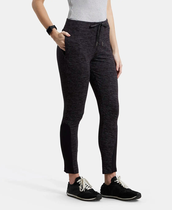 Super Combed Cotton Elastane Yoga Pants with Side Zipper Pocket - Black Marl-2