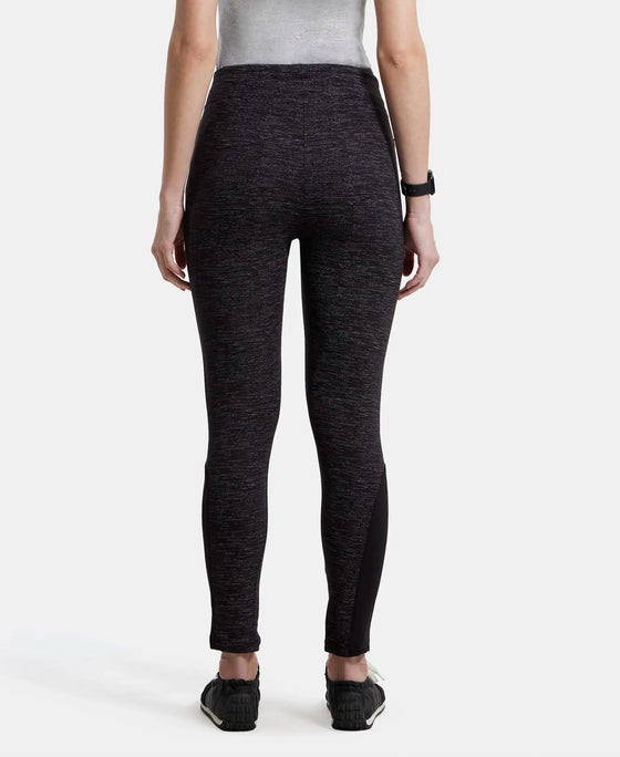 Super Combed Cotton Elastane Yoga Pants with Side Zipper Pocket - Black Marl-3