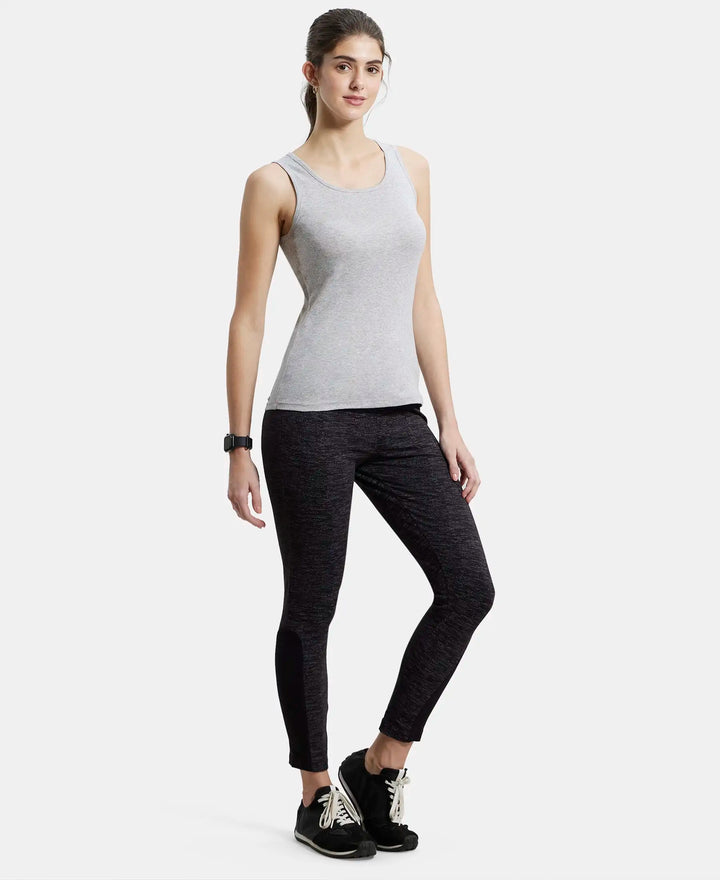 Super Combed Cotton Elastane Yoga Pants with Side Zipper Pocket - Black Marl-4