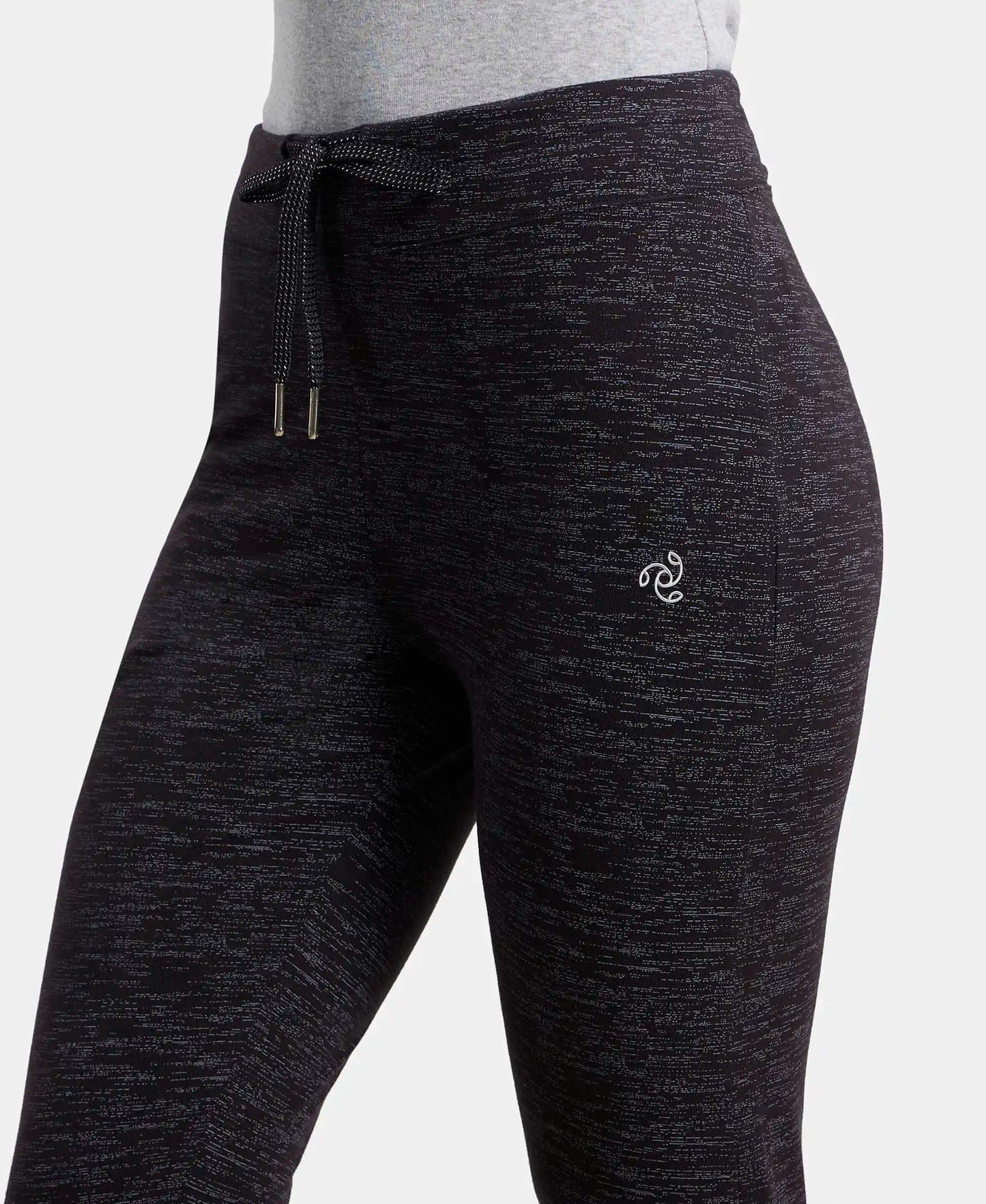 Super Combed Cotton Elastane Yoga Pants with Side Zipper Pocket - Black Marl-6