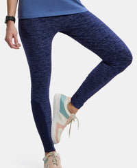 Super Combed Cotton Elastane Yoga Pants with Side Zipper Pocket - Imperial Blue Marl-5