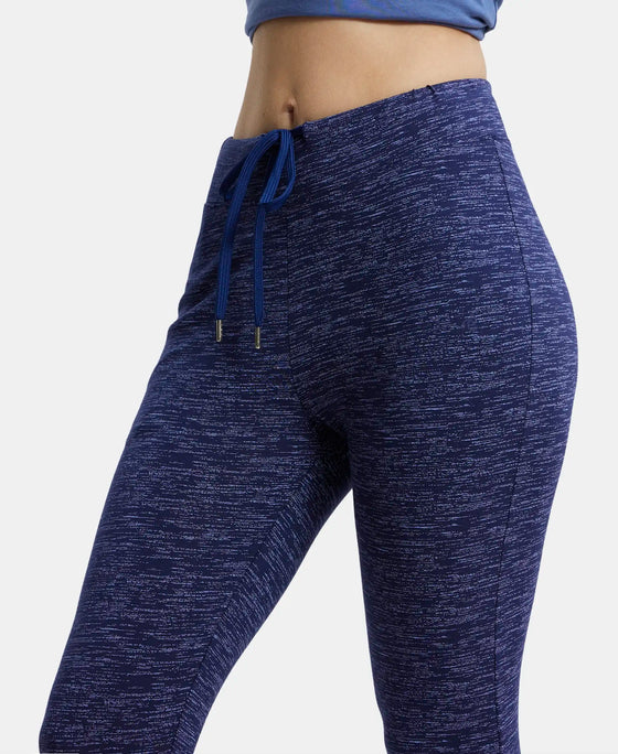 Super Combed Cotton Elastane Yoga Pants with Side Zipper Pocket - Imperial Blue Marl-6