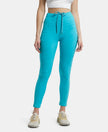 Super Combed Cotton Elastane Yoga Pants with Side Zipper Pocket - J Teal Printed-1