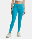 Super Combed Cotton Elastane Yoga Pants with Side Zipper Pocket - J Teal Marl-1