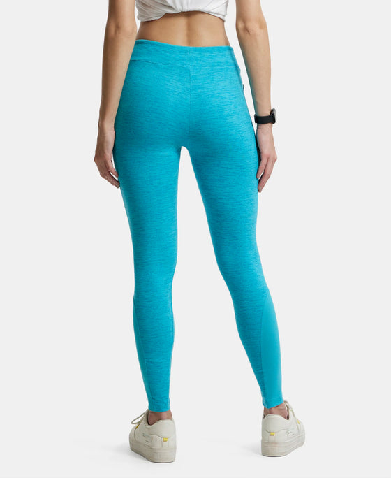 Super Combed Cotton Elastane Yoga Pants with Side Zipper Pocket - J Teal Marl-3