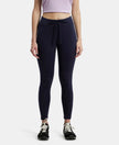 Super Combed Cotton Elastane Yoga Pants with Side Zipper Pocket - Navy Blazer-1