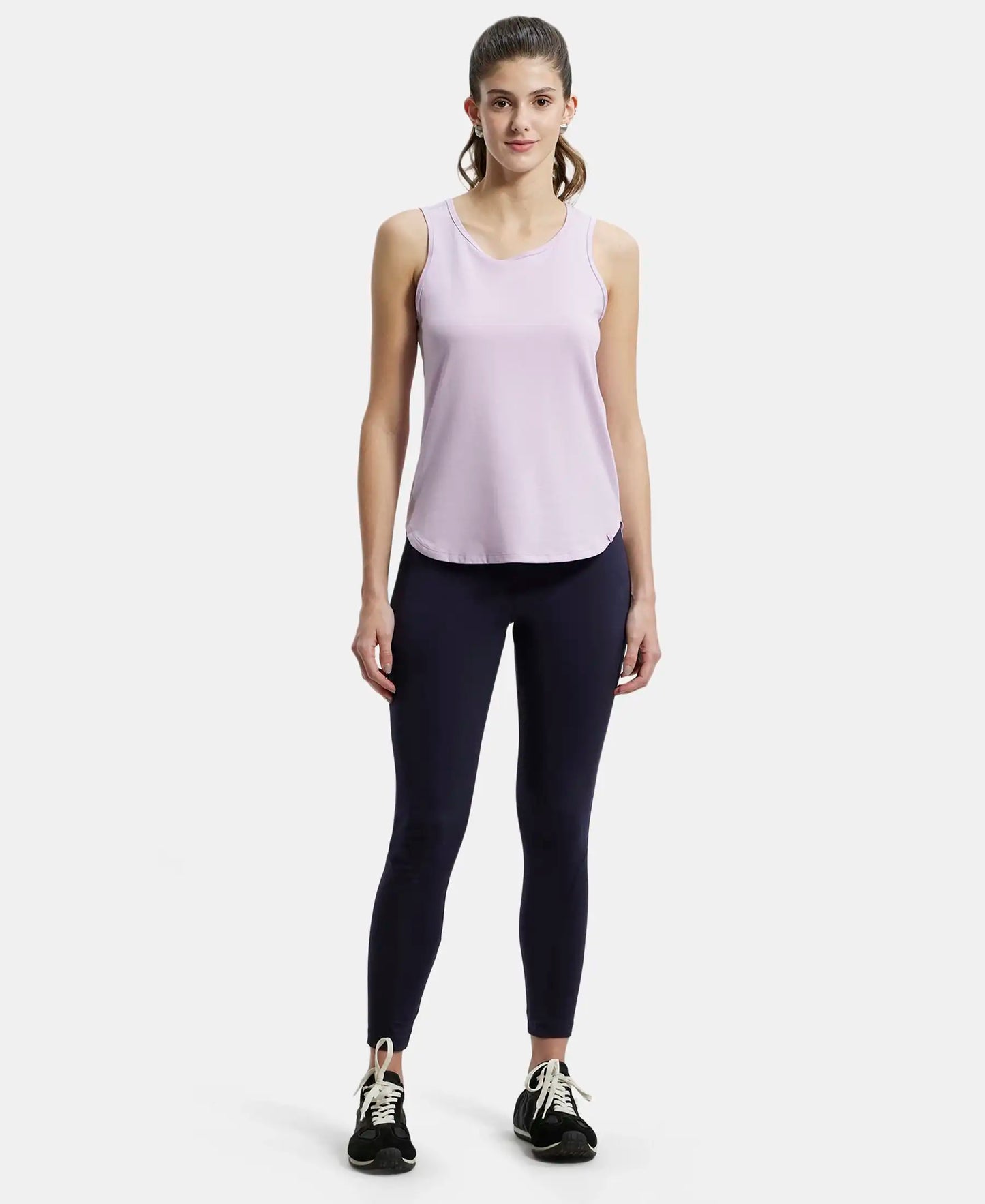 Super Combed Cotton Elastane Yoga Pants with Side Zipper Pocket - Navy Blazer-4