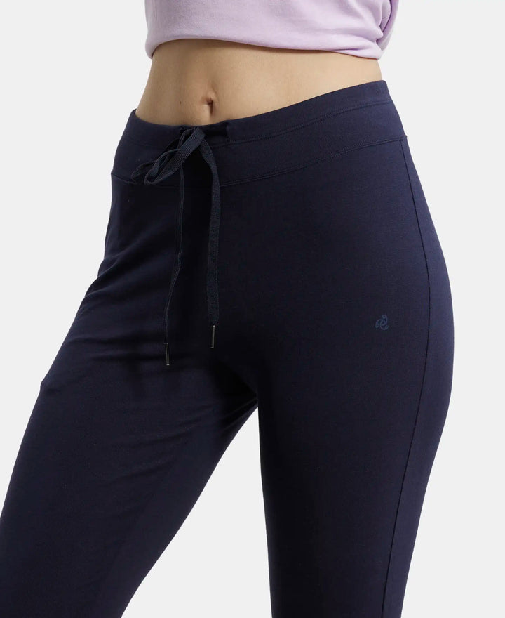 Super Combed Cotton Elastane Yoga Pants with Side Zipper Pocket - Navy Blazer-6