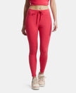 Super Combed Cotton Elastane Yoga Pants with Side Zipper Pocket - Ruby Pink Marl-1