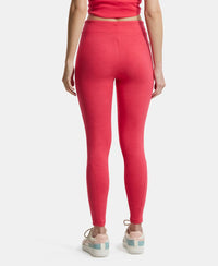 Super Combed Cotton Elastane Yoga Pants with Side Zipper Pocket - Ruby Pink Marl-3
