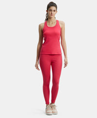 Super Combed Cotton Elastane Yoga Pants with Side Zipper Pocket - Ruby Pink Marl-4