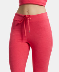 Super Combed Cotton Elastane Yoga Pants with Side Zipper Pocket - Ruby Pink Marl-6