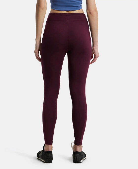 Super Combed Cotton Elastane Yoga Pants with Side Zipper Pocket - Wine Tasting Printed-3