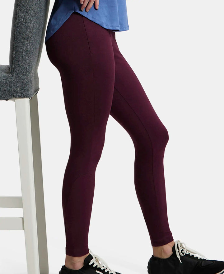 Super Combed Cotton Elastane Yoga Pants with Side Zipper Pocket - Wine Tasting Printed-5