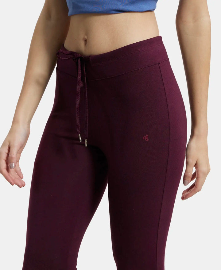 Super Combed Cotton Elastane Yoga Pants with Side Zipper Pocket - Wine Tasting Printed-6