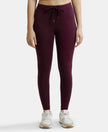 Super Combed Cotton Elastane Yoga Pants with Side Zipper Pocket - Wine Tasting-1
