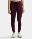 Super Combed Cotton Elastane Yoga Pants with Side Zipper Pocket - Wine Tasting-1