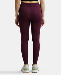 Super Combed Cotton Elastane Yoga Pants with Side Zipper Pocket - Wine Tasting-3