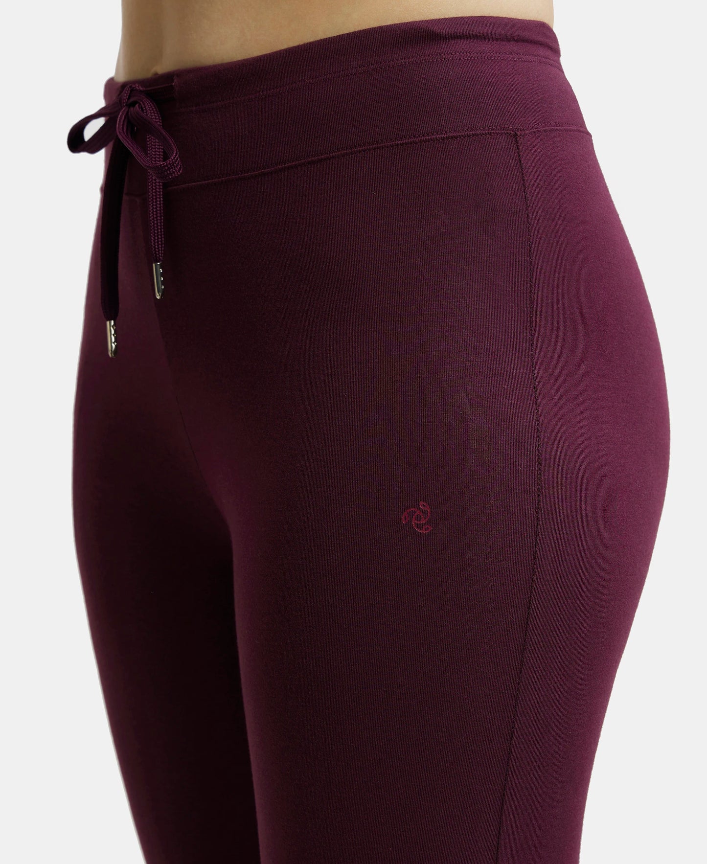 Super Combed Cotton Elastane Yoga Pants with Side Zipper Pocket - Wine Tasting-7