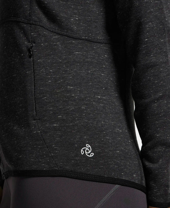 Polyester Cotton Interlock Slim Fit Full Zip High Neck Jacket with Convenient Zipper Pockets - Black Snow Melange-7