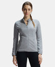 Polyester Cotton Interlock Slim Fit Full Zip High Neck Jacket with Convenient Zipper Pockets - Grey Snow Melange-1
