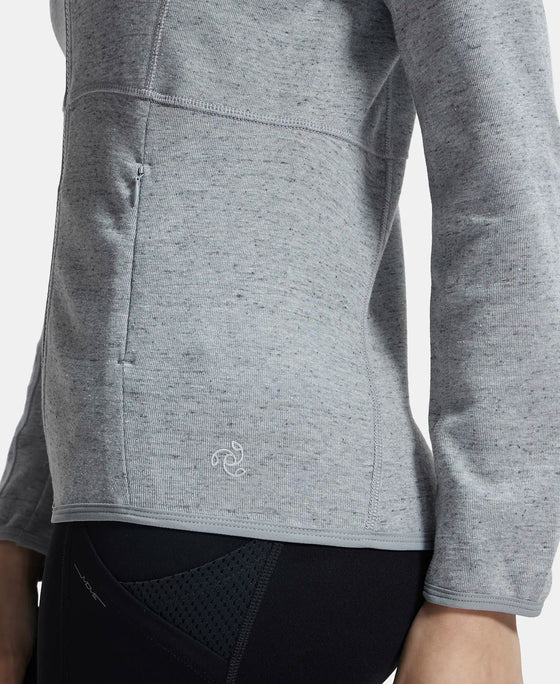 Polyester Cotton Interlock Slim Fit Full Zip High Neck Jacket with Convenient Zipper Pockets - Grey Snow Melange-8